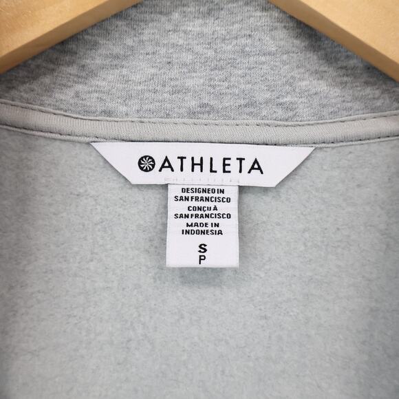NWT Athleta Forever Fleece 1/2 Zip High Hip Crop Piping Sweatshirt Grey Small - Picture 8 of 11